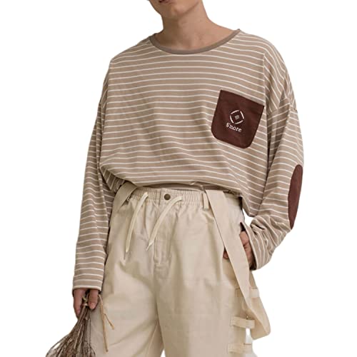 S'more(�X���A) BORDER POCKET L/S T SHIRTS �{�[�_�[�|�P�b�g �����O�X���[�u �V���c T�V���c �J�b�g�\�[ �h�J �R�b�g�� 100% ���j�Z�b�N�X smoAbdlta (XL, �x�[�W��)