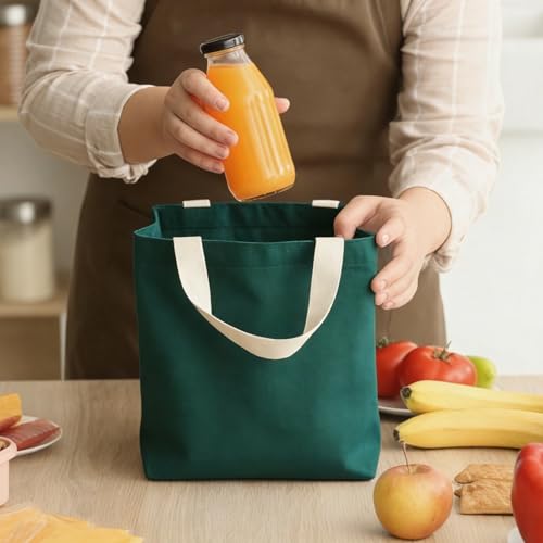 Sac en toile de couleur unie vert clair léger et réutilisable - 3