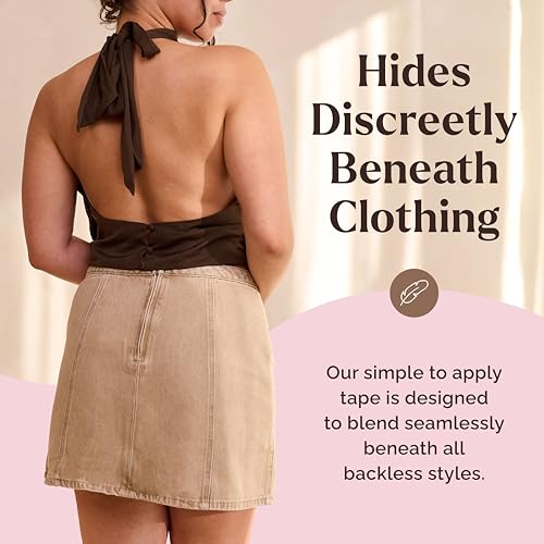 Image of Skinnies Instant Back Lift Tape - Patented & Made in USA - Smooths Back Fat Instantly - Hides Easily on Your Sides - Waterproof, Clear Adhesive Strips, Sweatproof Body Tape for Women - 5 Pairs
