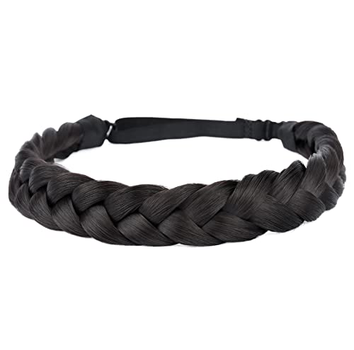 Gledola 2 Strands Fishtail Plaited Braids Headband Braided Synthetic Hair Elastic Stretch, Hair Accessory for Bride Women