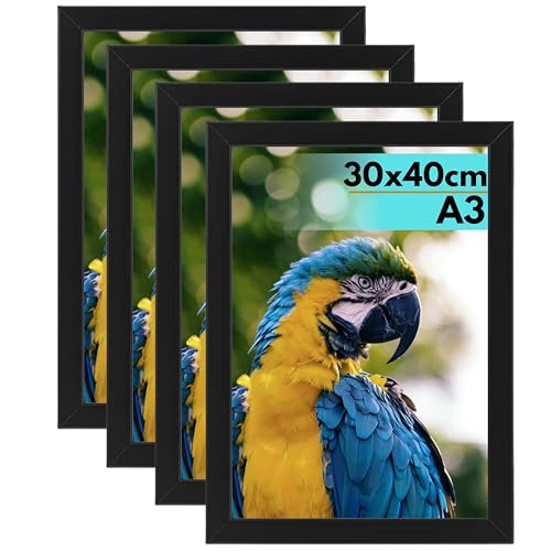 SAHZ Picture Frames Black 30x40 cm Photo Frame - Wooden Picture Frame - Classic Home Photo Frames Picture Frame - Quality Modern Style - Pack of 4