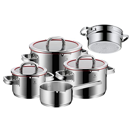 WMF 760066380 Function 4 Cookware Set with Steamer Insert, Stainless Steel, Transparent, 20 cm, 5 Units