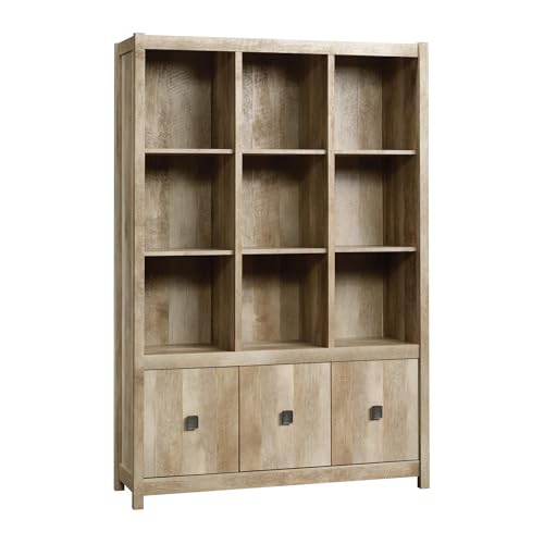 Sauder Cannery Bridge Bookcase Storage Wall, Storage Shelves with Drawers, in Lintel Oak