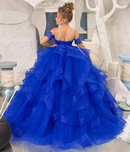 Off Shoulder Pageant Dresses for Girls Lace Applique Ruffle Flower Girl Dress Princess Ball Gown4