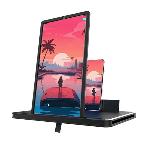 Lupa de pantalla para smartphone, amplificador de pantalla de teléfono móvil, nueva versión 2026 para una visión y comodidad óptimas, proyector de pantalla HD extraíble 3D para ver (negro, 14 pulgadas