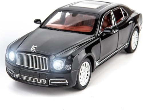 Image of Bentley MULSANNE 1:24 Diecast Scale Model Metal Pull Back Toy car for Kids with Openable Doors & Light, Music Toy Vehicle for Kids (Black)