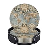Tamaño adecuado: 9,9 x 9,9 x 0,3 cm, 6 posavasos, incluyendo el soporte. Un posavasos redondo estándar de 4 pulgadas de diámetro puede contener tazas de cerámica, vasos de cerveza, tazas de café, tazas de plástico y algunos cubiertos pequeños, casi todos los tipos de tazas. No importa con qué taza combine, es un adorno muy hermoso.