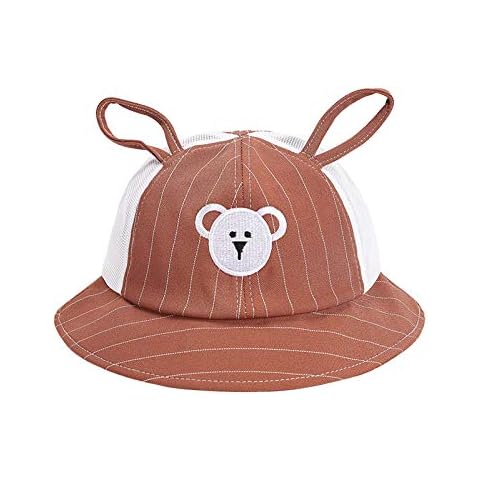 wopiaol Children's hats spring and summer new cotton Korean version of the cute little bear baby fisherman hat half mesh children's sun hat Cover