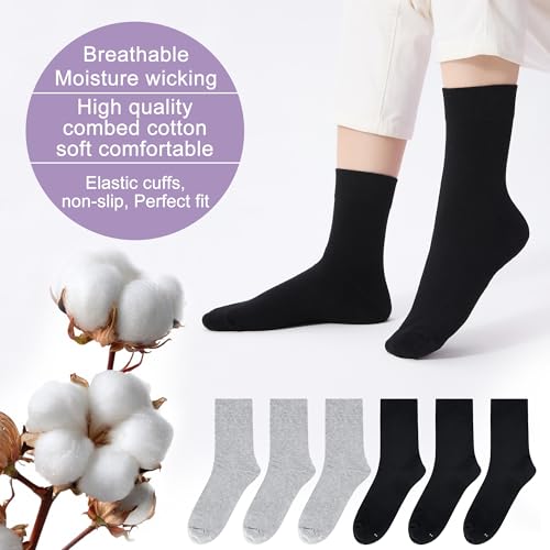 Image of ATBITER Women's Thin Cotton Crew Socks - Soft Above Ankle Bootie Casual Dress Socks 6-Pairs