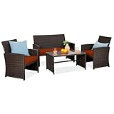 Best Choice Products 4-Piece Outdoor Wicker Patio Conversation Furniture Set for...