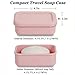 Leak Proof Silicone Travel Soap Case with Draining Tray - Bar Soap Holder for Travel, Gym & Camping - Mess-Free Portable Soap Container for Carry-on Bags (Light Pink)