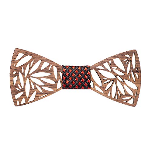 Classic Handmade Mens Wood Bow Tie with Matching Pocket Square and Men's Cufflinks Set - Thumbnail 6