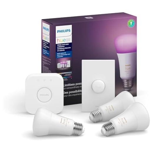 Philips Hue White and Color LED Smart Button Starter Kit, 3 A19 Smart Bulbs, 1 Smart Button & 1 Hue Hub (Works with Alexa, Apple HomeKit & Google Assistant)