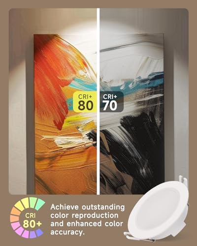 Aigostar LED Downlights for Ceiling 4.8W 560LM, Ultra Slim LED Recessed Ceiling Spot Lights 4000K Neutral White IP65 Waterproof Spotlights Ceiling Lights for Bathroom Kitchen Hallway, 6 Pack