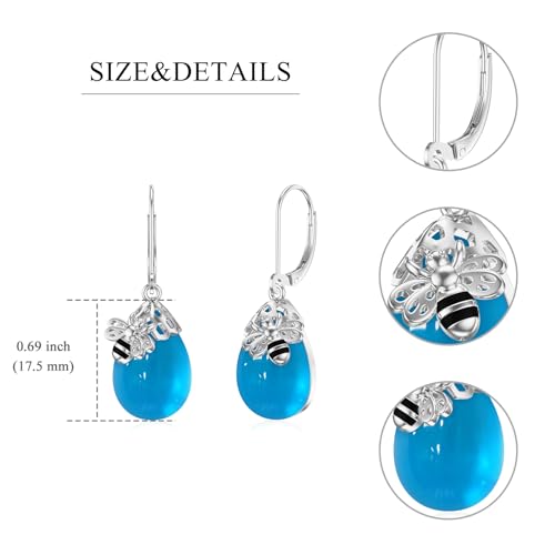 Image of TIGER RIDER Bee /Butterfly /Scorpion /Cactus /Leaf /Beetle 925 Sterling Silver French Clasp Leverback Earrings Amber /Crystal /Citrine /Moonstone /Obsidian /Jade /Rose quartz Pendant Jewelry Gift for Women