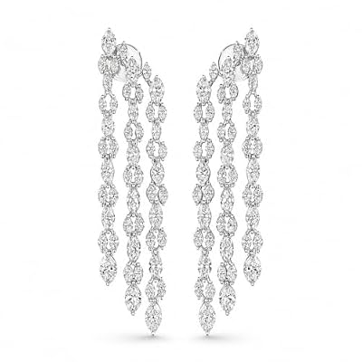 Whisper Vine 9.94 Carat Diamond Dangle Earrings in 18K White Gold