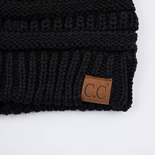 C.C Hatsandscarf Exclusives Solid Color Beanie Tail Hat for Adult (MB-20A) - One Size, Black - 3