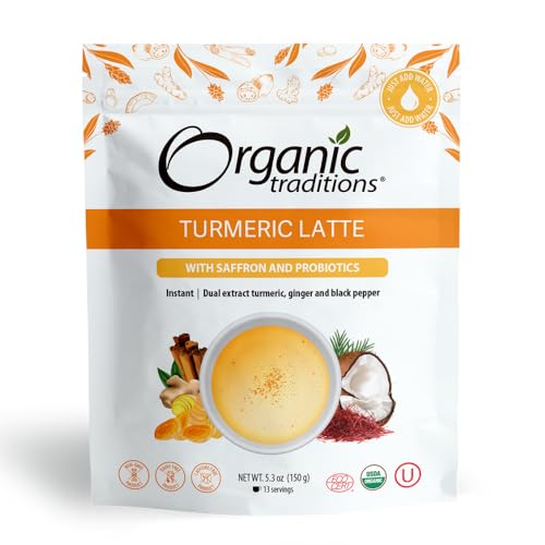 Organic Traditions Superfood Curcuma Latte Instant Golden Milk Powder (Mylk) Mélange de latte sans caféine Poudre de curcuma biologique, sac de 100 g