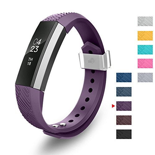 Greeninsync Compatible with Alta Bands,Replacement for Alta Accessory Band Large for Alta/Alta HR/Ace Wristbands W/Metal Clasp and Ultrathin Fastener (Deep-Purple)