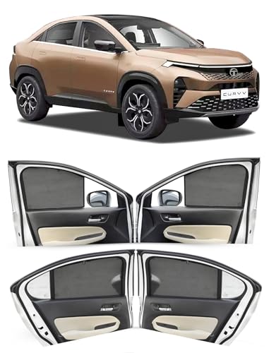 Image of Autofact Car Sunshades for Tata Curvv, UV Protection, Useful Car Accessories, Custom fit Sun Shades for Side Windows, Set of 4