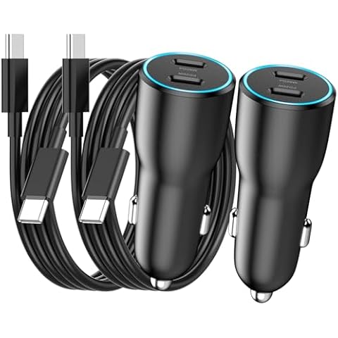 iPhone 16 Pro Max Car Charger Fast Charging, 2 Pack 40W Dual USB C Car Charger Adapter with 2 Pack USB C to C Charging Cable Cord for iPhone 16/16 Plus/16 Pro/16 Pro Max/15/15 Plus/15 Pro/15 Pro Max Cover