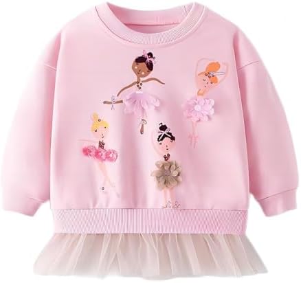 Winzik Toddler Sweatshirt Kids Baby Girls Christmas Sweatshirt Crewneck Pullover Long Sleeve Sweatshirts 1-7 Years