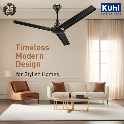 Image of KUHL Fest B1 1200mm BEE 5-Star BLDC Ceiling Fan | 28W Energy Saving (Up to 65%) | High Airflow & Low Noise | Remote as well as Regulator Operated | 5 Year Motor Warranty | ISI Marked (Black)