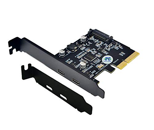 Sintech PCI-E 4X to USB 3.1 Adapter,PCI Express Type C Gen 2 (10 Gbps) 2-Port Expansion Card with Asmedia Chipset ASM3142 (Dual Type C)
