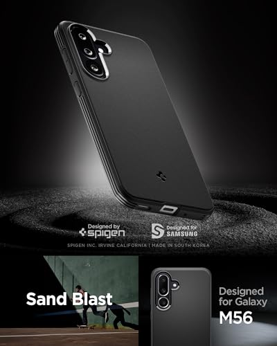 Image of Spigen Essential Sand Blast | Samsung Galaxy M56 5G /F56 5G Case [Air Cushion Protection] [Flexible] Galaxy M56 5G /F56 5G Back Cover | TPU - Matte Black