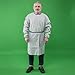 Pack of 1 | Reusable Isolation Industrial Gowns Longsleeve with Elastic Cuffs, Long XL Size, Gray | PPE Protective Isolation Gowns | 65% Polyester and 35% Cotton