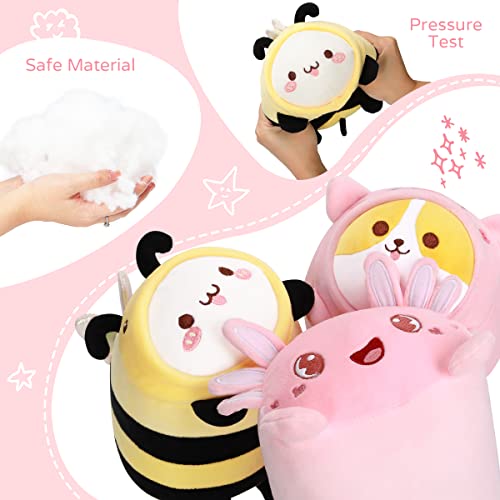 Aixini 8 Inch Plush Toys Set 3Pcs Stuffed Animals Packs Cute Cat Bee/Corgi Pig/Axolotl Plush, Super Soft Kawaii Plushies For Girls #TOP2