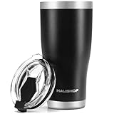 HAUSHOF 真空断熱タンブラー ステンレス ふた付き 600ml 車用タンブラー コーヒーカップ 水筒 マグボトル ステンレスコップ コンビニマグ 保温保冷 車載用 アウトドア用 釣り 遠足登山 キャンプ バーベキュー 【ブラック】