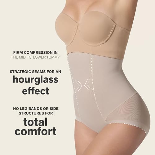 Image of Leonisa Extra High Waisted Tummy Control Underwear - Thong, Sheer Bottom, Shaper Shorts, Butt Lifting Shapewear for Women