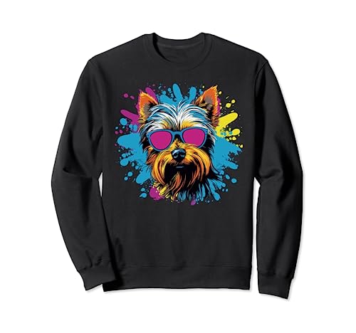 Yorkshire Terrier Yorkie Dog Sunglasses Colorful Pop Art Sudadera