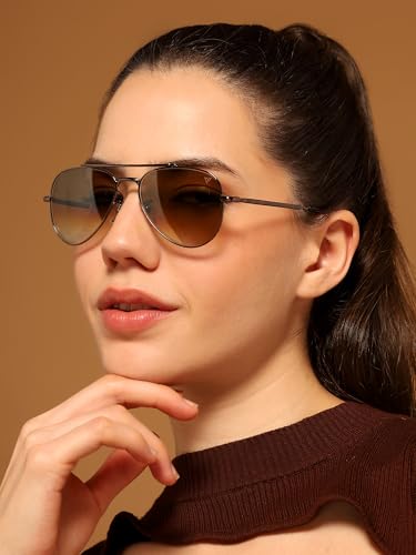 Image of Voyage Aviator Polarized Sunglasses for Men & Women (Black Lens | Grey Frame - MG7619)