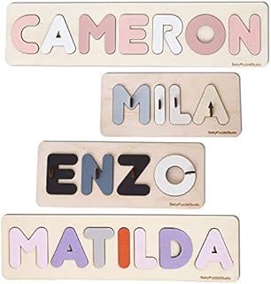 Personalized Name Puzzle with Pegs, Baby Shower Gift, Wooden Montessori toys with Shapes, Newborn Nursery Decor, Custom Name Signs for kids, Busy Board