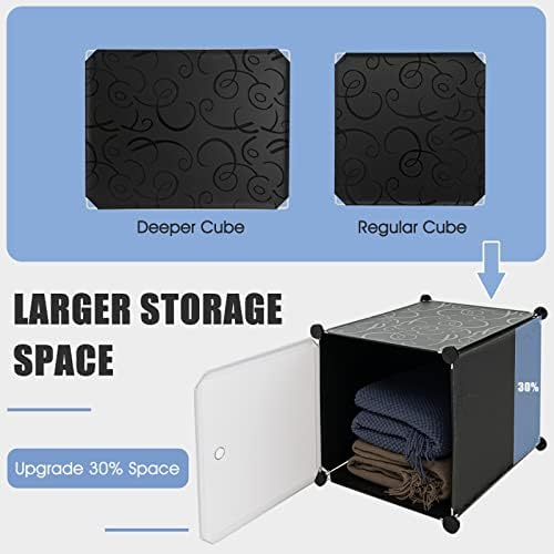 Multigot Portable Wardrobe, 16 Cube Clothes Storage Closet with Door, DIY Space Saving Storage Organizer for Clothes Shoes Toys