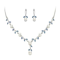 Earrings+Necklace_Sky Blue Silver-Plated-Brass