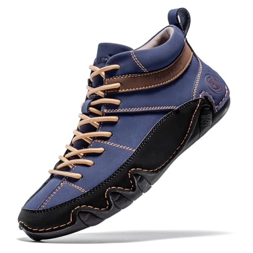FLYLAND Men's Casual Leather Sneakers Fashion Chukka Boots Lightweight Dress Boots Lace Up Walking Driving Shoes