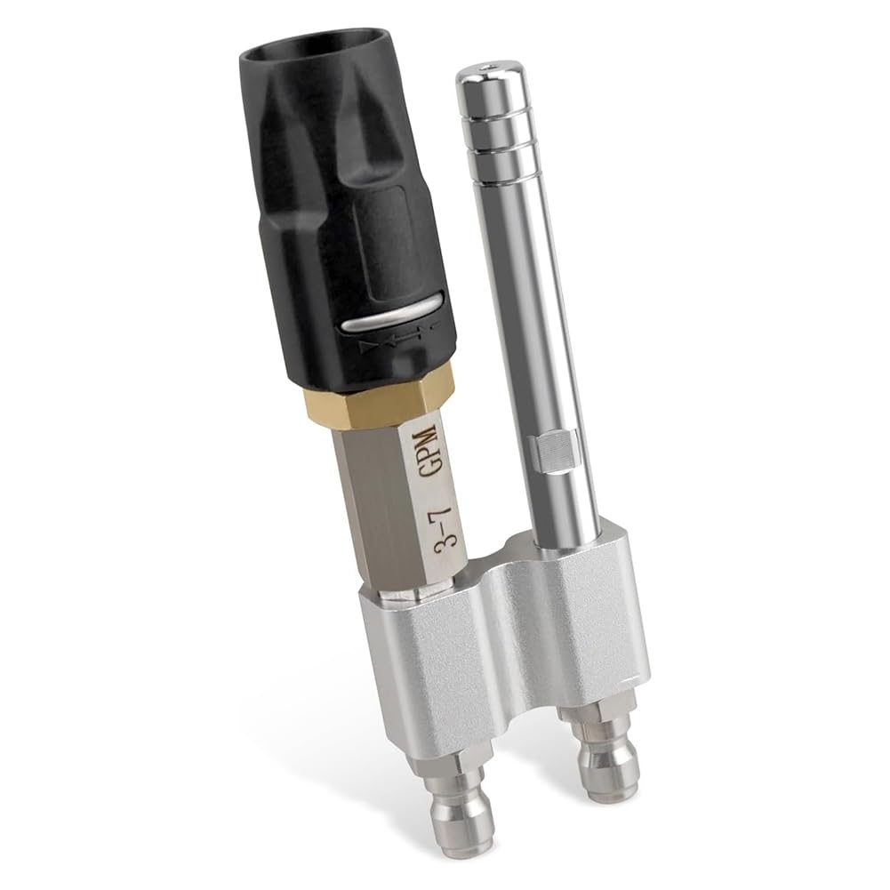 Suoumwa Silver & Black Pressure Washer Chemical Tip M5 Twist Nozzles 2-In-1 Long Range Chemical Nozzle Forpressure Washers Long Range Soap Nozzle