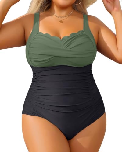 Image of Aqua Eve Womens Plus Size One Piece Swimsuit- Tummy Control Bathing Suit Full Coverage Swimwear