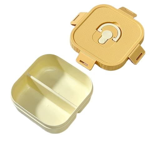 Portable Plastic Lunch Box With Compartments Microwave Safe Fruit Salad Container Reusable Snack Containers(Orange,2 Grids 920ml