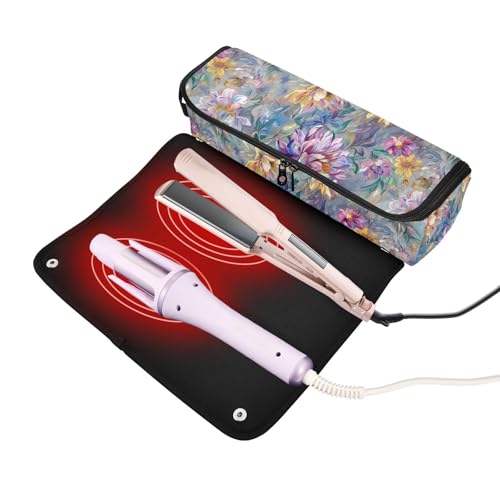 Bolsa de viaje para herramientas de cabello con almohadilla resistente al calor para plancha y accesorios de cuidado capilar miniatura 2
