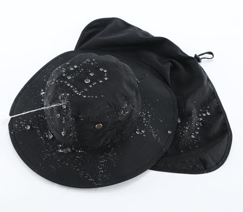Image of Home Prefer UPF50 Mens Sun Hat with Neck Flap Quick Dry UV Protection Cap Womens Wide Brim Fishing Hat Neck Flap Beach Garden