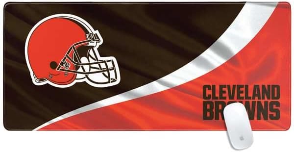 Skinit Extra Large Gaming Mouse Pad - Officially Licensed Cleveland Browns Design with Stitched Edges, Waterproof, Non-Slip Rubber Base, Desk Mat for Keyboard & Mouse, 35.75" x 15.4" inches