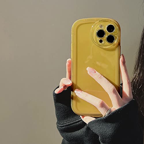 Coque silicone anti-choc jaune pour iPhone 13 Pro Max et 12 souple
