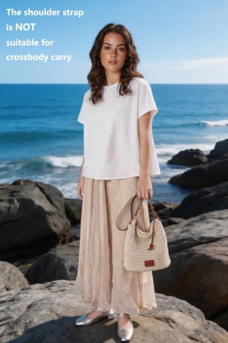 Image of Ulisty Women Small Cotton Crochet String Bag Handwoven Summer Beach Bag Knitted Vacation Shoulder Bag Purse Handbag