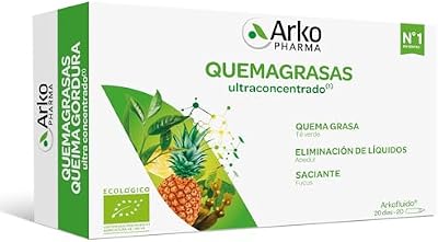 Arkopharma Arkofluido Quemagrasa Bio 20 Ampollas, Control de Peso, Saciante, Elimina Líquidos y Toxinas Más Asesoramiento Nutricional, Complemento Alimenticio, 20 Unidad (Paquete de 1)