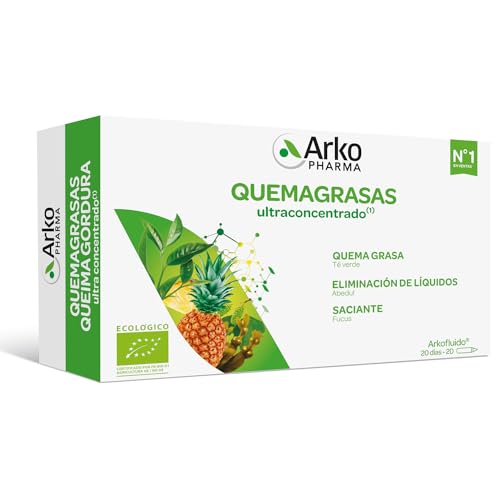 Arkopharma Arkofluido Quemagrasa Bio 20 Ampollas, Control de Peso, Saciante, Elimina Líquidos y Toxinas Más Asesoramiento Nutricional, Complemento Alimenticio, 20 Unidad (Paquete de 1)