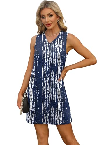 Image of BKRIVE V-Neck Summer Casual Beach Dresses for Women 2026 Vacation Women's Sleeveless Sundress with Split